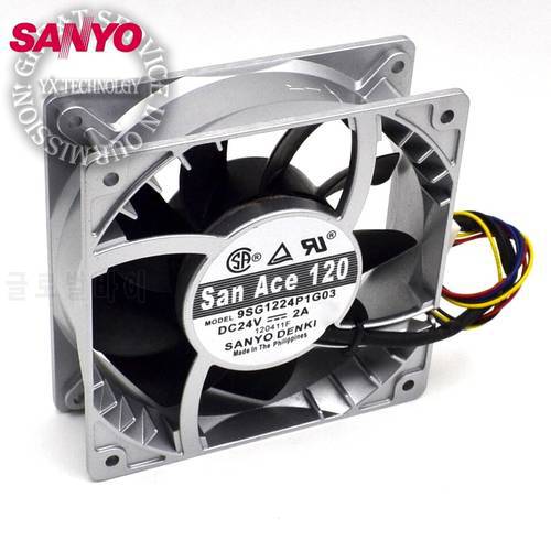 For SANYO 9SG1224P1G03 24V 2A 12038 12CM 120mm storm strength aluminum frame cooling fan 120*120*38mm