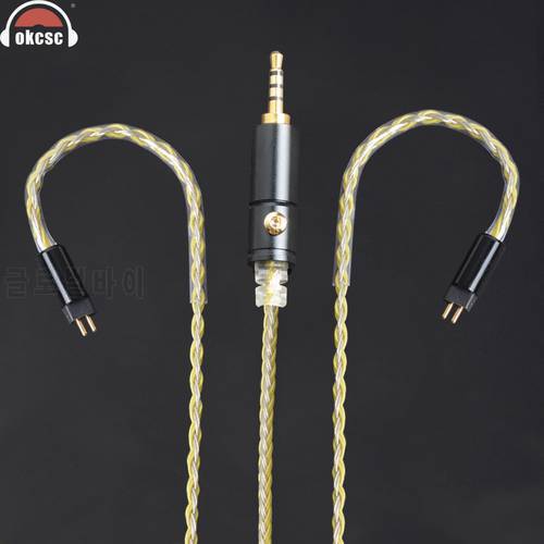 Hand Made DIY 0.78mm 2.5mm Balanced 2 Pin 8 Cores Replacement Earphone Cable Updated Hifi Music Cord for UE18 JH13 16 UM3X W4R