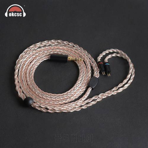 OKCSC KE8HU 0.78MM 2PIN Headphone Upgrade Cables 8 Cores Copper and Silver 3.5mm Plug for en700pro 1964 UE18/JH13/JH16/W4r