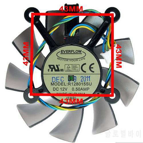 R128015SU/FD8015U12S 75mm 43mm 12V 0.5A 4Wire 4Pin PC Cooler Graphics Card cooler Fan For ASUS HD6770 EAH5830 GTS 260 450