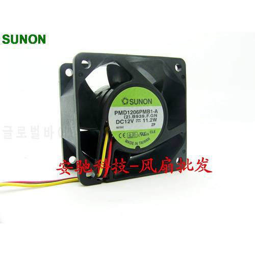 For Sunon PMD1206PMB1-A 12V 11.2W ultra- violent 6038 pairs of high speed ball bearing fan