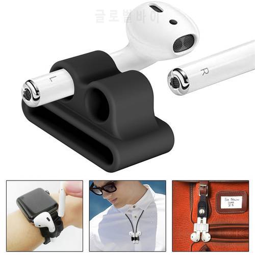 Silicone Wireless Earphones Stand Bluetooth Headsets Holder For AirPods Apple i7 Earphones Earbuds Holder Clip For Apple Watch