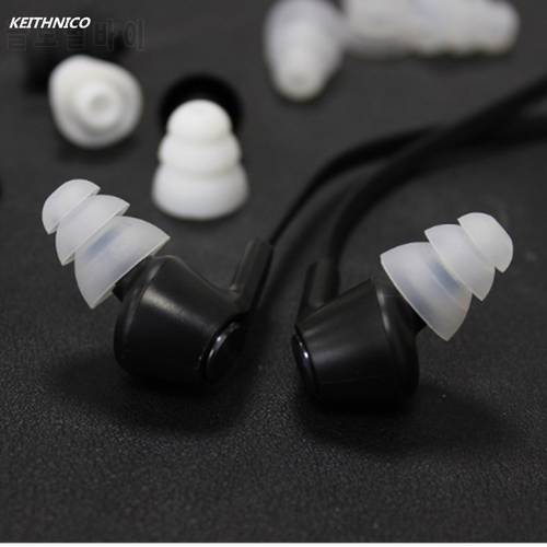 6 Pairs Three Layer, Silicone Earbuds Eartips, Earplug Ear Pad Replacement for In-Ear Earphone Headphone 3 Sizes (S M L)