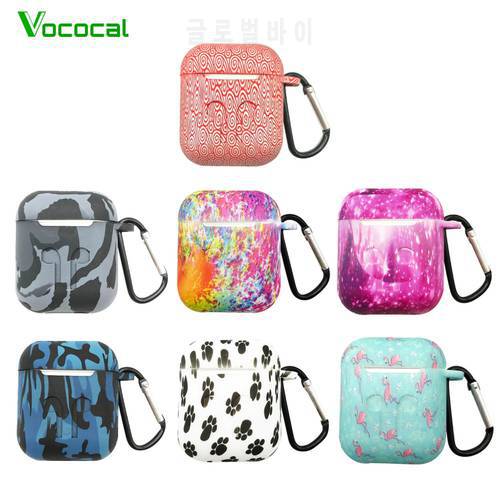 Vococal Silicone Shock Proof Protective Case Holder Shell Cover Carabiner Keychain for Apple AirPods Air Pods 1 2 Accessories