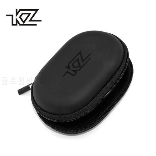 KZ Oval Earphone Storage Bag New Headphones PU Zipper Storage Box Black Portable Hold Storage Box Suitable For Original Earphone