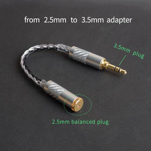 OKCSC Hifi Music 3.5mm Male to 2.5mm Female Balance Output Adapter Audio Stereo Cable 8 Cores Cord for Headphone and Cell Phone