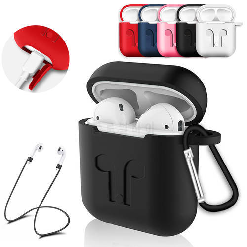 Soft Silicone Case Cover for Apple Airpods Headphones Pouch Bag Shockproof Earphone Anti Lost Cover for Air Pods 1 2 Accessories