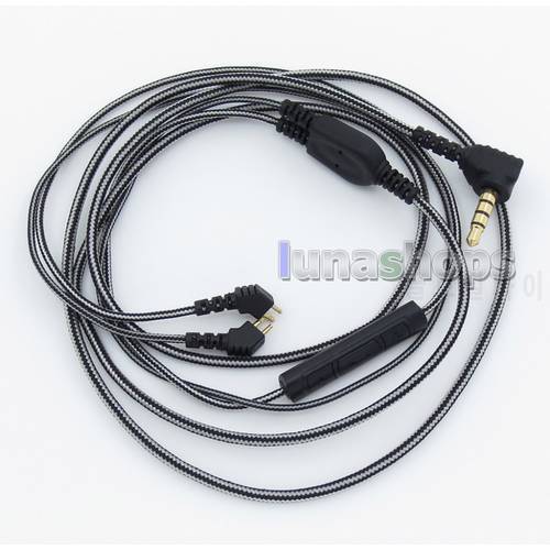 LN005509 Black And White With Mic Remote Earphone Audio Cable For Etymotic ER4B ER4PT ER4S ER4P ER4