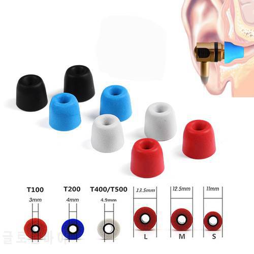 1Pair Soft Memory Foam Sponge Earbuds Earmuffs T200/T300 S/M/L Sizes Noise Isolation Eartips for In-Ear Earphone Accessories