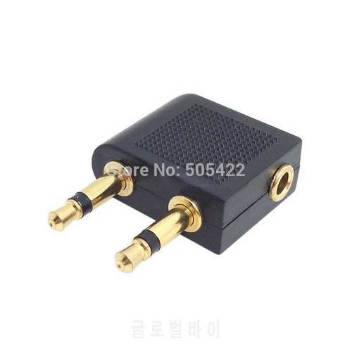 Dual 3.5mm male to female headphone plug aviation airplane audio adapter head gold-plated female converter Aircraft adapter