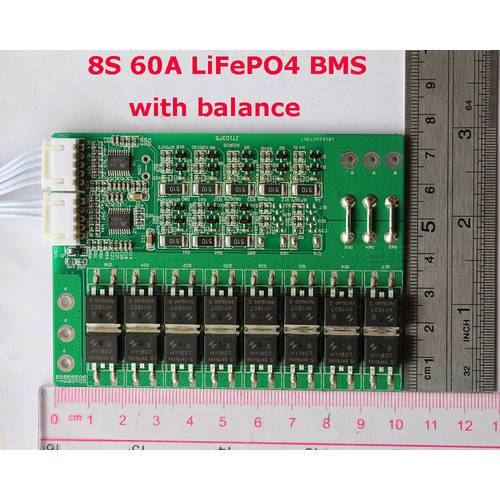 8S 60A LiFePO4 BMS/PCM/PCB battery protection board for 8 Packs 18650 Battery Cell w/ Balance