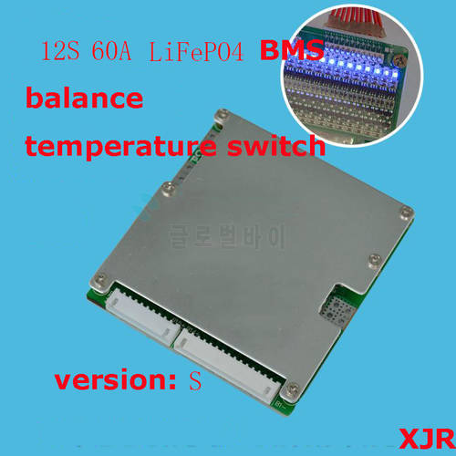 12S 60A version S LiFePO4 BMS/PCM/PCB battery protection board for 12 Packs 18650 Battery Cell w/ Balance w/Temp