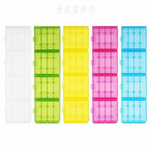 20Pcs Colorful Battery Storage Case for AA / AAA Hard Plastic Case Box Cover 14500 10440 Battery Organizer Container
