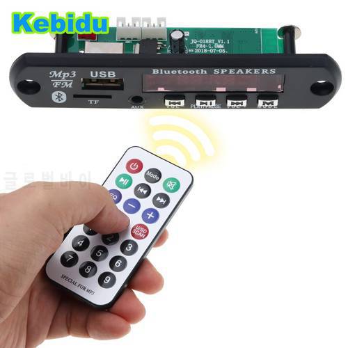 Kebidu MP3 decoder board Wireless Bluetooth 4.1 Audio Decoder Board 5-12V USB TF FM Radio AUX Module MP3 Player LED for Car Kit