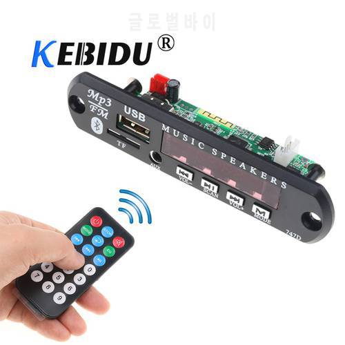 Kebidu Hot Bluetooth USB MP3 WMA FM Radio MP3 Decoder Board DC 12V Audio Module For Car Remote Music Speaker Accessories