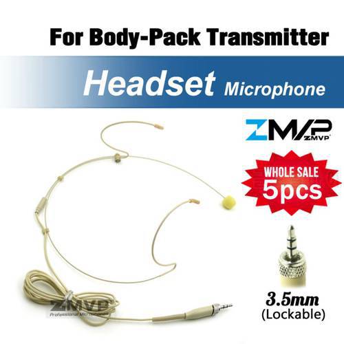 5pcs Headworn Headset Professional Condenser Microphone 3.5mm Screw Locking Plug For Sennheiser Wireless Body-Pack Transmitter