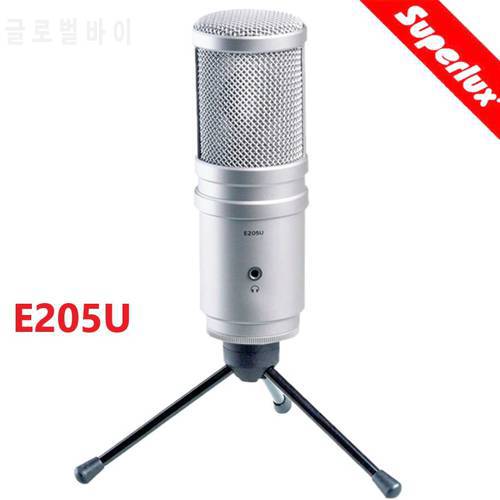 Original Superlux E205U USB Condenser microphone professional for broadcasting and recording with table stand as gift