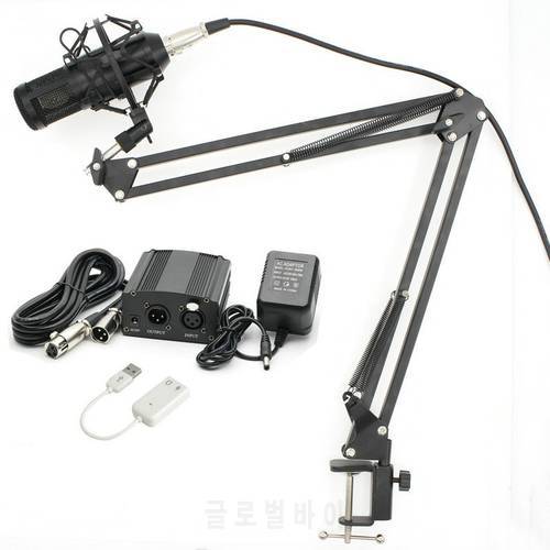 New BM800 Professional 3.5mm Wired Condenser Studio Microphone with Stand Holder +Pop Filter
