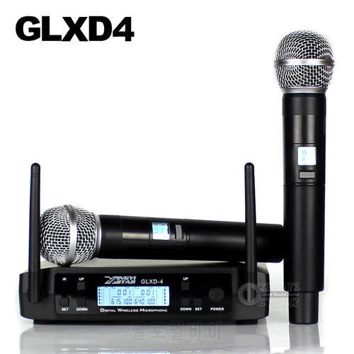 GLXD24 GLXD4 Professional UHF Wireless Microphone System Beta58a Handheld Mic Dual Channels Cordless Digital Receiver For Church