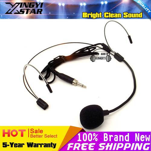 Free Shipping Screw Thread 3.5mm Plug Headset Microphone Dual Ear Hook Headworn Headband Mic For Wireless BodyPack Transmitter