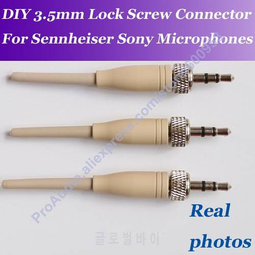 3pcs DIY Beige Spare 3.5mm Stereo Lock Microphone Connector adapter for Sennheiser Sony Headset Lavalier Mic