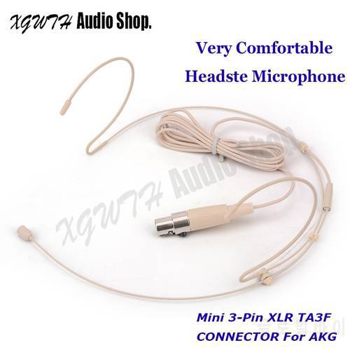 Skin Dual Ear Head Headset Mic Headworn Microphone For Wireless Body-Pack Transmitter System ALL XLR 3PIN TA3F