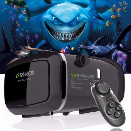 VR Shinecon Bluetooth Virtual Reality 3D Glasses Headset For IOS And Android VR Bo 5.0-7.0 Inch Phone Google Cardboard 2.0