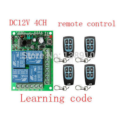 New DC12V 4CH RF Wireless Remote Control System teleswitch 4 transmitter and 1 receiver universal gate remote control