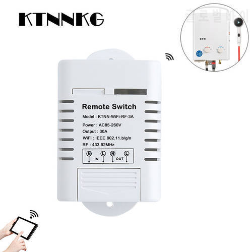 AC110V-220V Water Heater eWelink WiFi 30A Smart Switch 1Gang Wireless Receiver Works with Alexa google ,Voice and APP Control