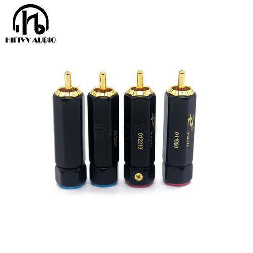 Gold Plated RCA plug socket Connector For HiFi Audio Amplifier cable Palic High Quality Lock not Solder A/V Connector
