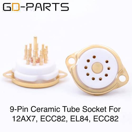 GD-PARTS High End Gold Plated 9pin Ceramic Tube Socket for 12AX7 6DJ8 E88CC ECC82 ECC83 EL84 6922 12BH7 12AU7 12AT7 HIFI DIY