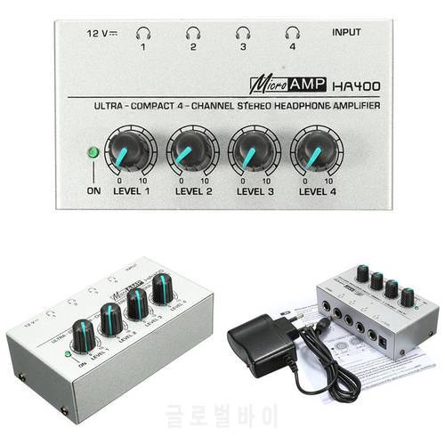 4 Channel Headphone Amplifiers HA400 Ultra-Compact Audio Stereo Amp Microamp 4 high-power Stereo Amplifier With EU Adapter