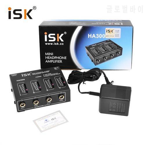 Original ISK HA300 portable Mini 4-channel stereo headphone amplifier low noise high magnification clear&nature sound