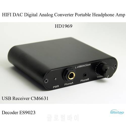 IWISTAO HIFI DAC Digital Analog Converter Portable USB Receiver CM6631 Decoder ES9023 Headphone Amp HD1969 16-24bit/44.1K-192K