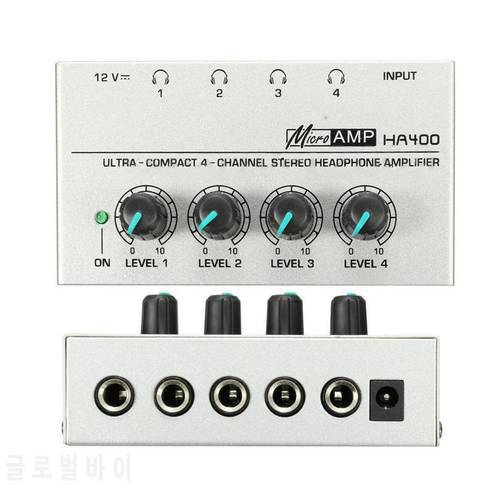 Onsale 1pc HA400 Ultra-Compact 4 Channel Headphone Audio Stereo Amp Microamp Amplifier EU Adapter