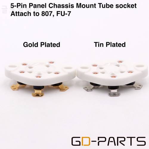 10PCS Ceramic Tube socket Panel Chassis Mount 5pin for 807 FU7 24 27 37 46 47 56 76 Vintage amplifier DIY Tin Gold Plated