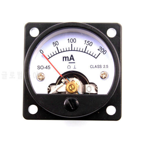2PCS 45mm DC200mA Round Moving Coil Panel Meter Ammeter for Vintage 2A3 300B 6550 211 KT88 845 Tube Amplifier DIY