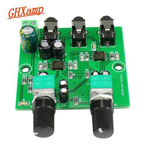GHXAMP Two Way Stereo Audio Signal Mixer Board For One Way amplification Output Headset Amplifier audio DIY (2 Input 1 Output)