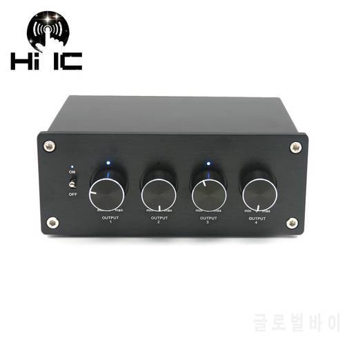 1Input 4 Output 4 Channel Simultaneous Output Lossless Audio Signal Switcher Switch Splitter Selector Box Sound with RCA