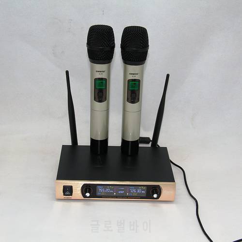 Professional Karaoke Radio Wireless Handheld VHF Transmitter Microphone Set with 2 Microphone Performance KTV using