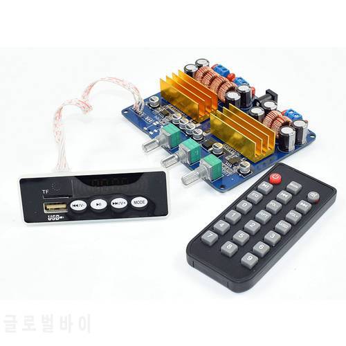 DC24V 4A 100W+50W+50W TPA3116 2.1-channel Bluetooth amplifier board TF Card USB decoding FM AUX Subwoofer AMP Board