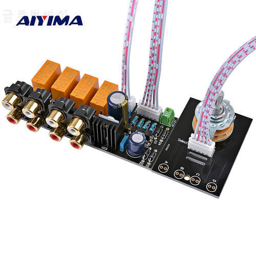 AIYIMA Audio Switch Input Selection Board RCA 4 Way Audio Signal Relay Selector Switching Board Lotus Seat For Amplifier Chassis