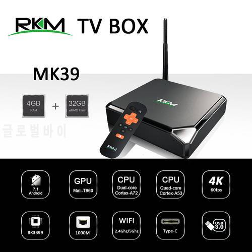 Android 9.0 TV BOX RKM MK39 Rockchip RK3399 4GB 32GB 802.11AC 2.4G 5G 1000M LAN USB3.0 Type-c Digital Signage Media Player