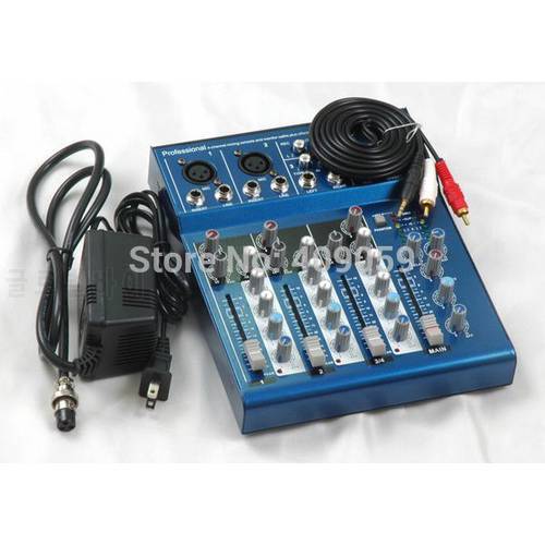 EQ-5510 F4 mixer 4 channel audio mixer Mixer MC boom mini fm station fm transmitter 48V power supply Free Shipping