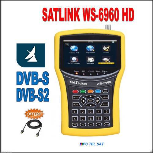 satlink ws-6960 free dhl dvb s2 4.3 inchHD display DVB-S2 MPEG4 satlink 6960 Satellite Finder Meter satlink 6960
