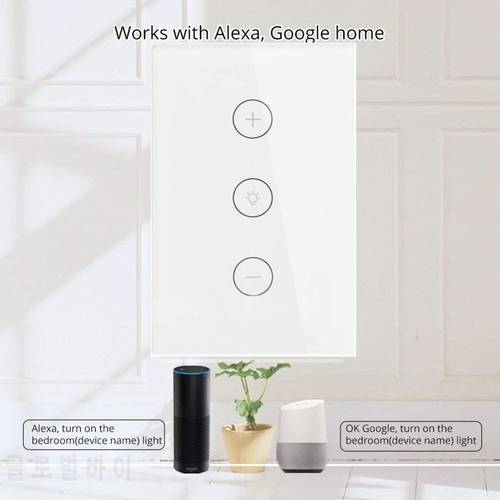 US EU Smart WiFi LED Dimmer Light Switch, 110v 220v Smart Life/Tuya APP Remote Controlled ,Works with Alexa Echo Google Home