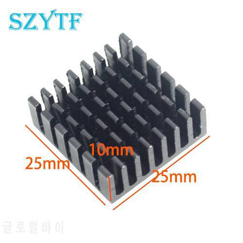 5pcs Black fins 25 * 25 * 10MM aluminum radiator chip cooling block