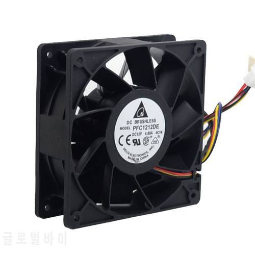 12V 12038 4.8A PFC1212DE 120mm super large wind volume and double ball bearing violent 4-wire cooling fan for delta