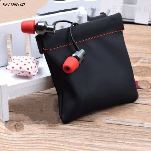 Soft Elastic PU Earbud Pouch Case Waterproof Pocket Earphone Case Protective Carrying Snap Case Bag Coin Purse Charger Holder