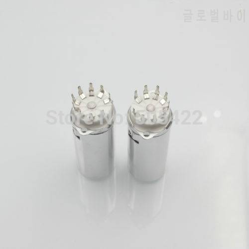 50pcs/lot 9pin 9 pin Ceramic valve tube socket With Aluminum shield 12AX7 12AU7 12AT7 PCB Mount